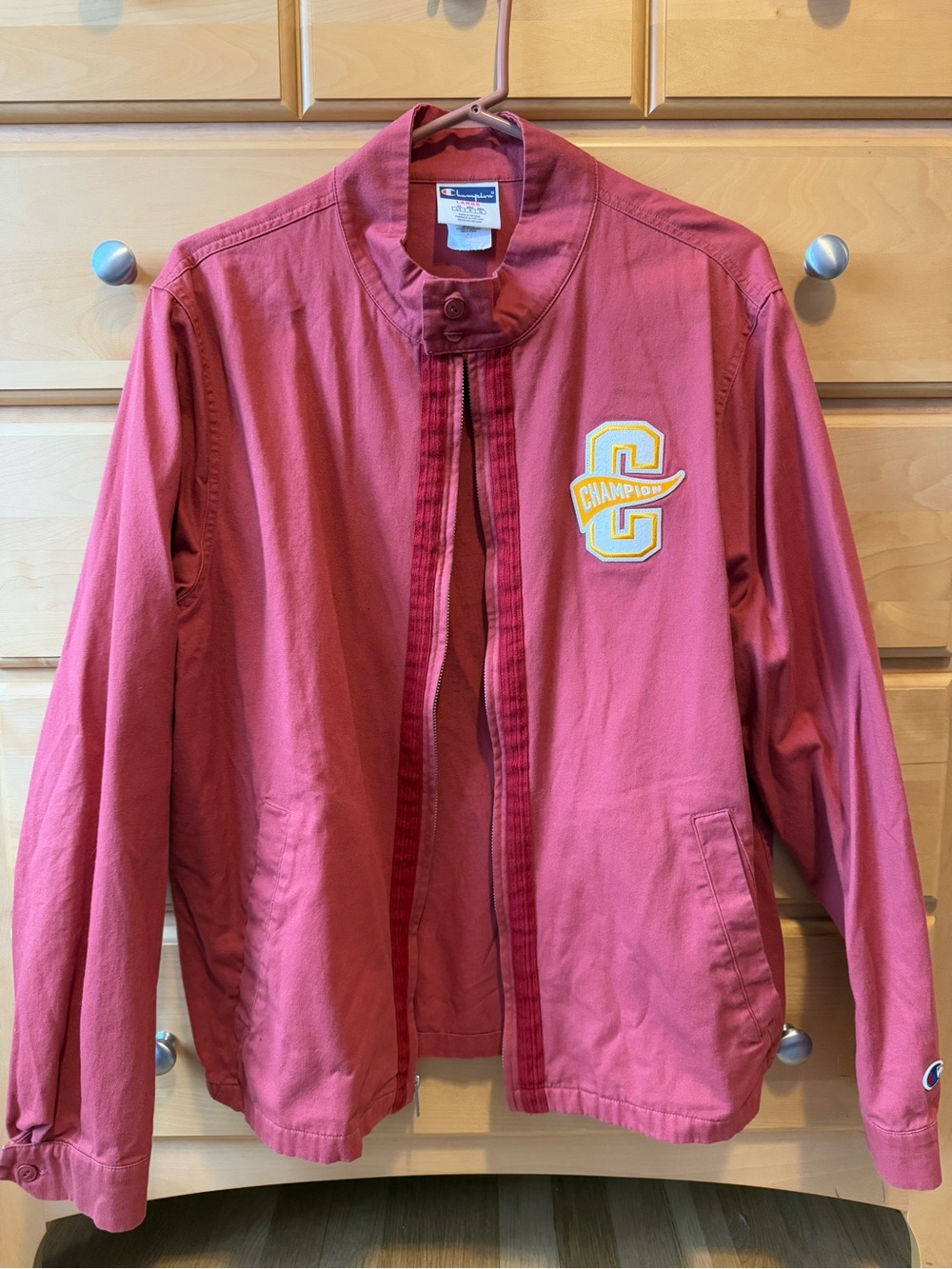 Champion Vintage Red Embroidered Logo Jacket